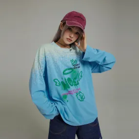 Angel Graffiti Logo Gradient Long-Sleeves Top