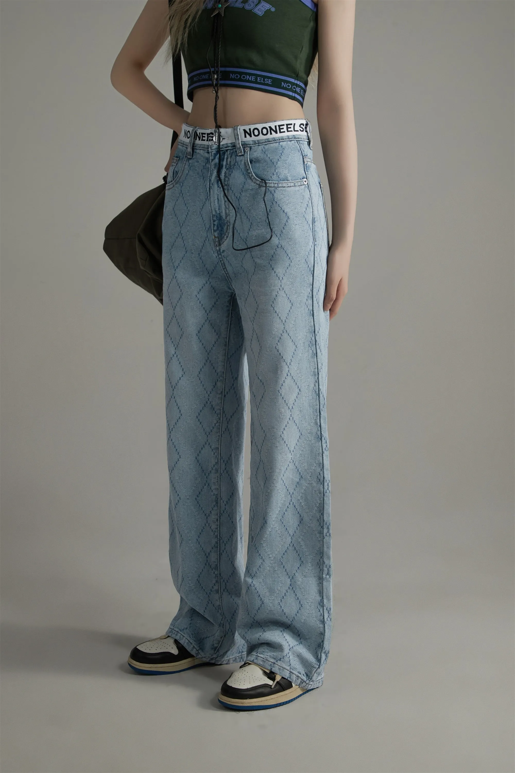 Argyle Single Straight Denim Pants