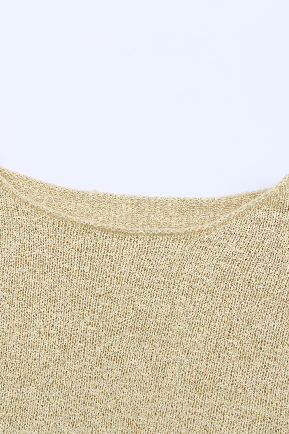 Beige Drop Shoulder Knitted Winter Sweater