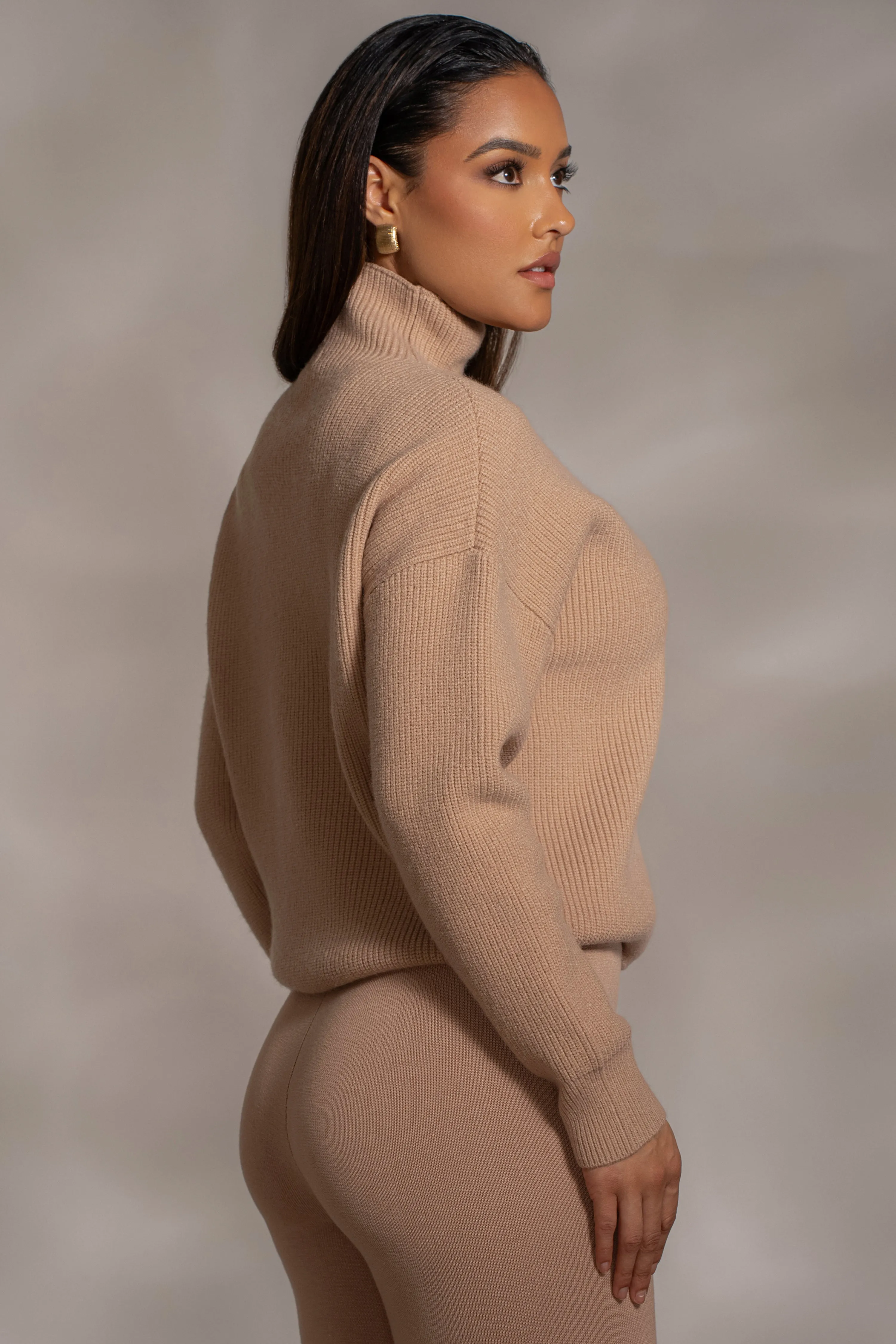 Beige Jenni Turtleneck Sweater Top