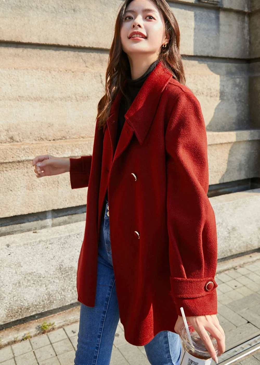 Belted Double Face Wool Coat