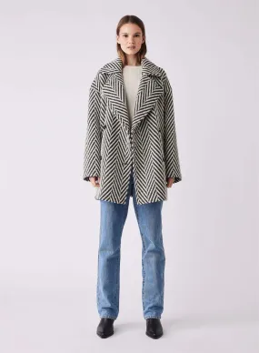 Celine Coat Black/White Chevron