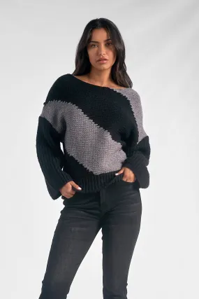 Dark Neutral Color Block Sweater