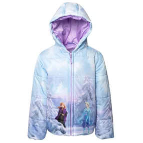 Disneys Frozen Themed Padded Puffer Jacket - Zip-Up Winter Coat