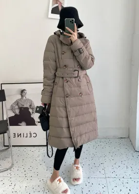 Double Breasted Hooded Down Puffer Coat