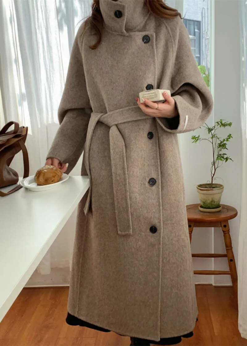 Double Face Wool & Cashmere Blend Belted Long Coat