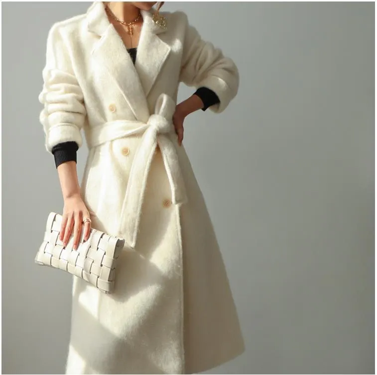 Gray Wool Fleece Long Wool Coat