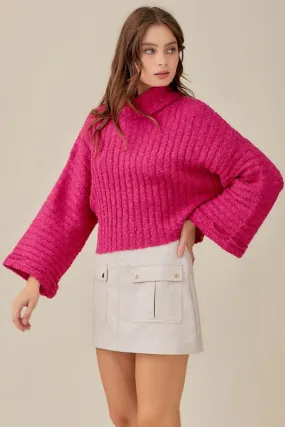 Hot Pink Turtleneck Sweater