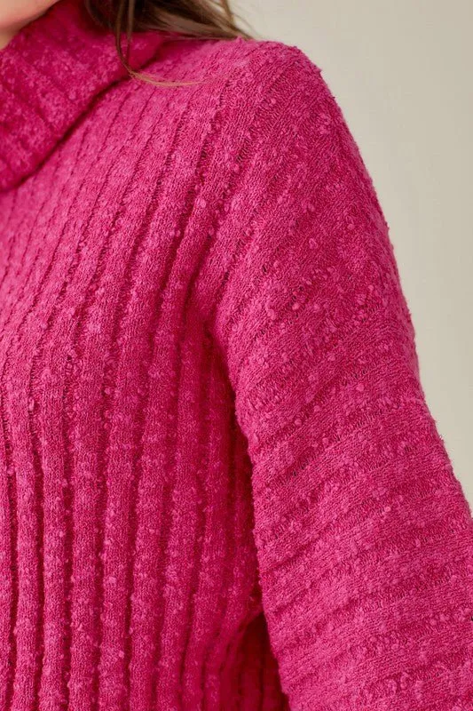 Hot Pink Turtleneck Sweater