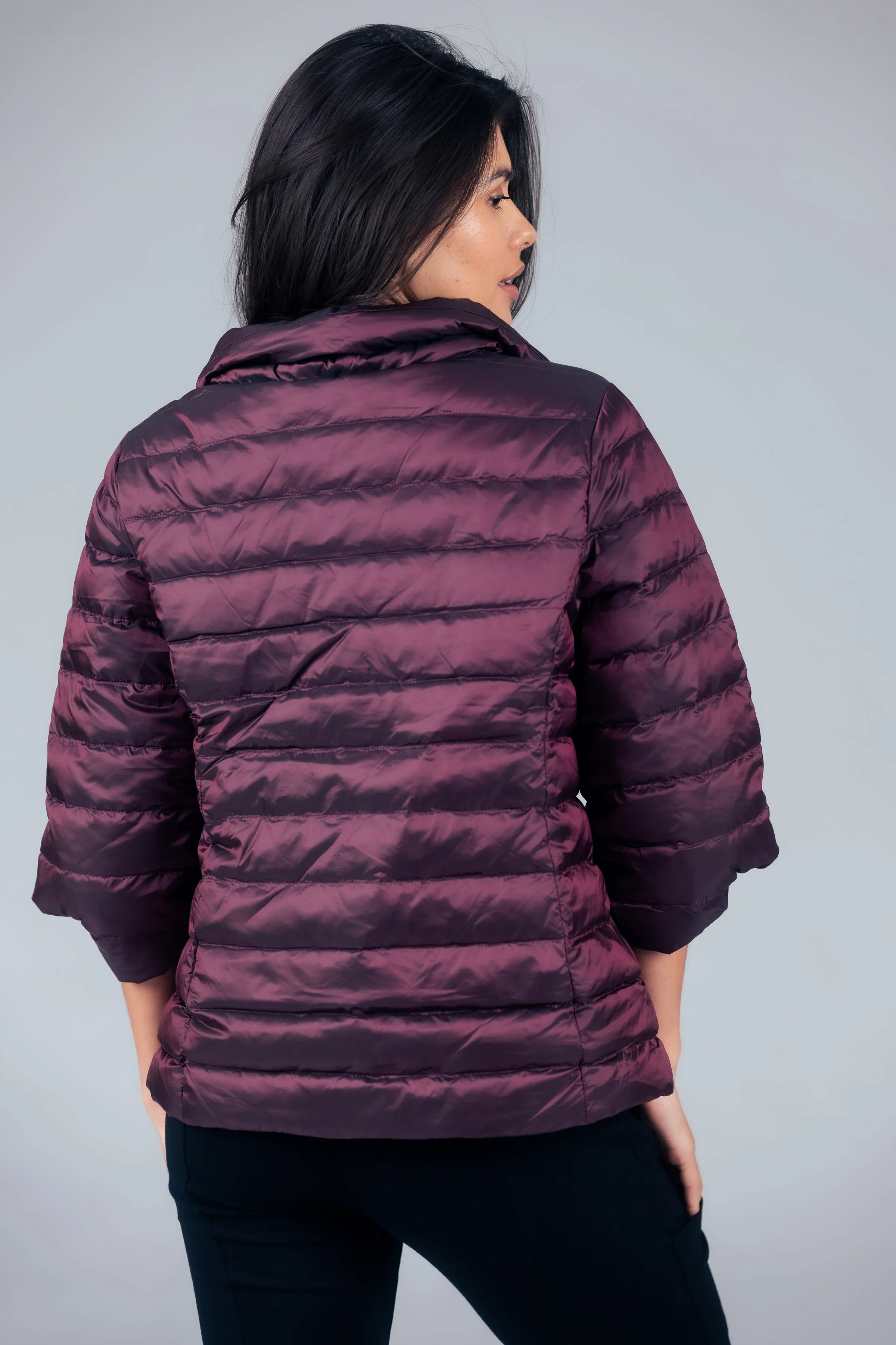 Iridescent Crop Sleeve Puffer Jacket