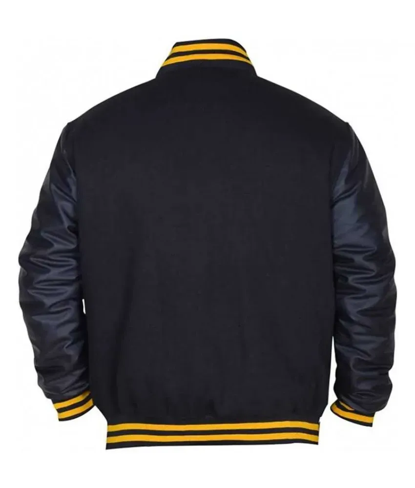 Mens Majestic Pittsburgh Pirates Letterman Bomber Black Jacket