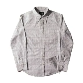 Men's Plaid Striped White Shirt with Big Pointed Collar - Regular Fit