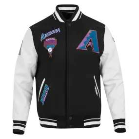 MLB ARIZONA DIAMONDBACKS RETRO CLASSIC MEN'S RIP WOOL VARSITY JACKET (BLACK/WHITE)