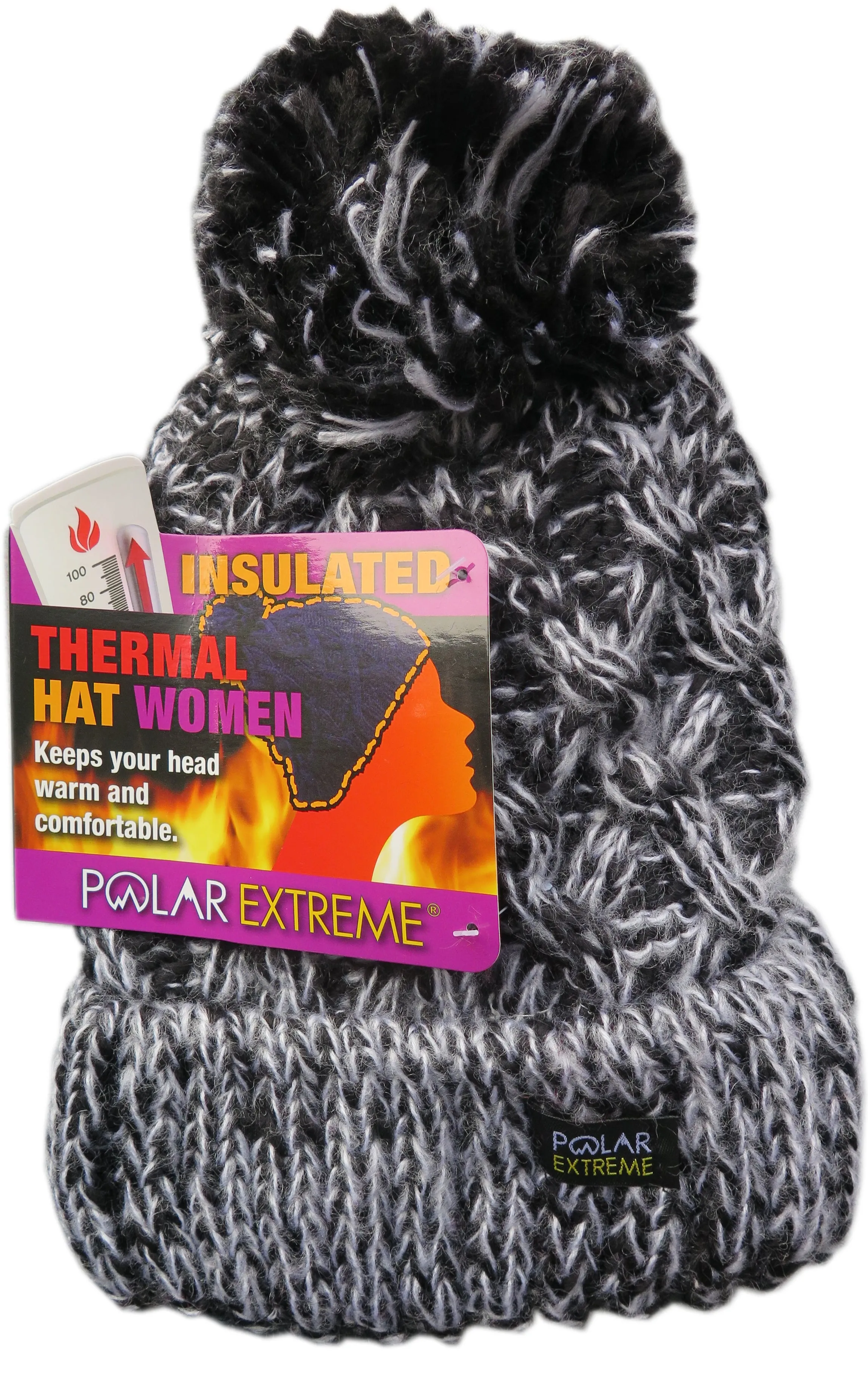 Polar Extreme Women’s Insulated Thermal Slouchy Beanie Hats With Cable Knit Pom Pom