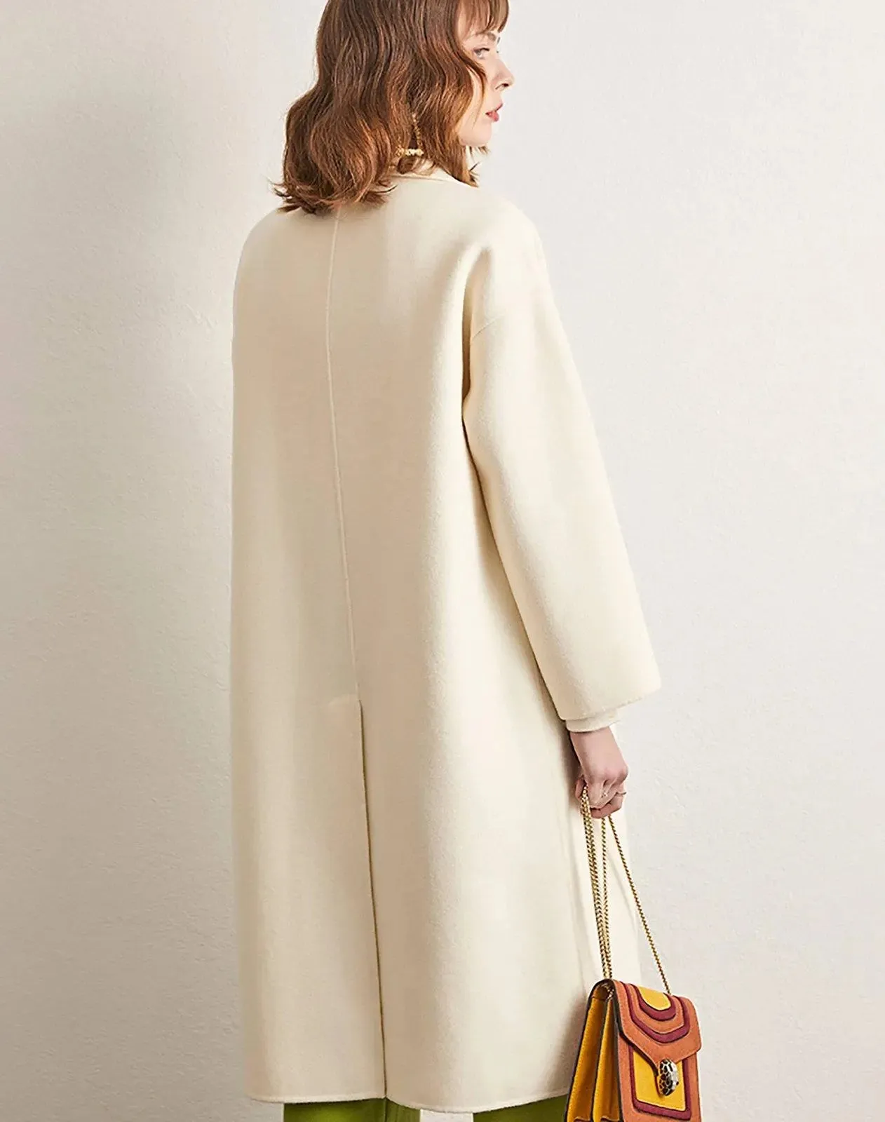 Single Breasted Wool Blend Midi Coat