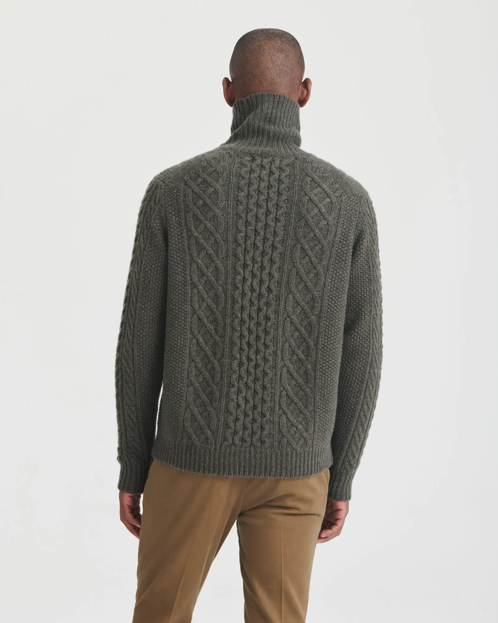 Super Luxe Cashmere Fisherman Cable Turtleneck