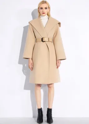 Tan Wool Wrap Coat