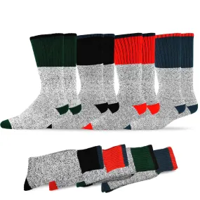 TeeHee Socks Men's Thermal Cotton Crew Color Heel Top 4-Pack (50764)