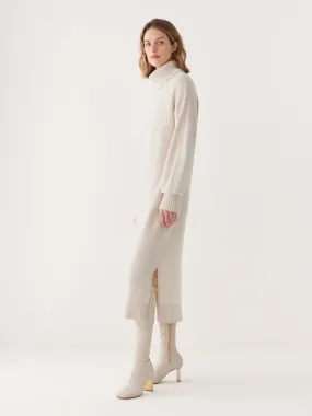 The Turtleneck Sweater Dress in Cream