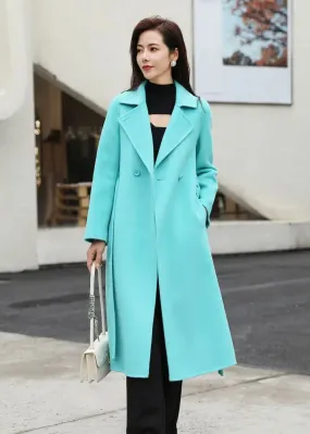 Two Button Notched Collar Double Face Wool Coat