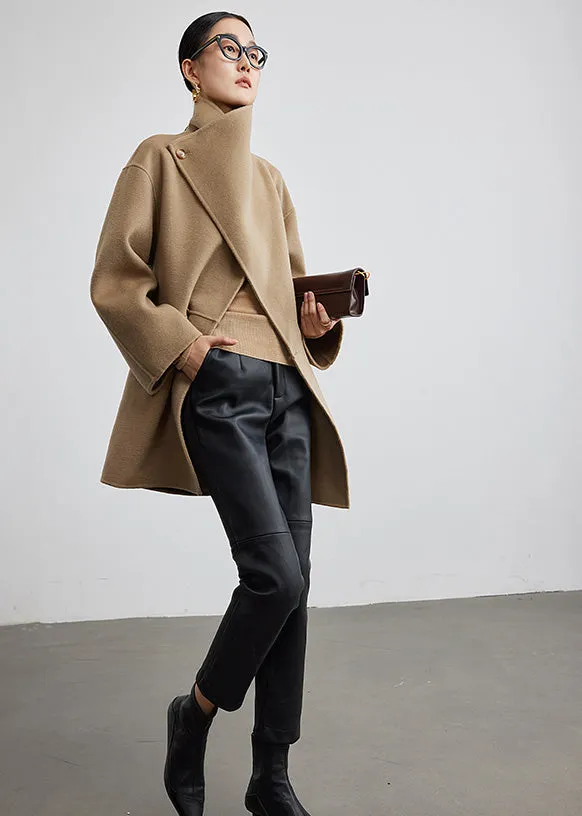 Wool Blend Spread Collar Coat