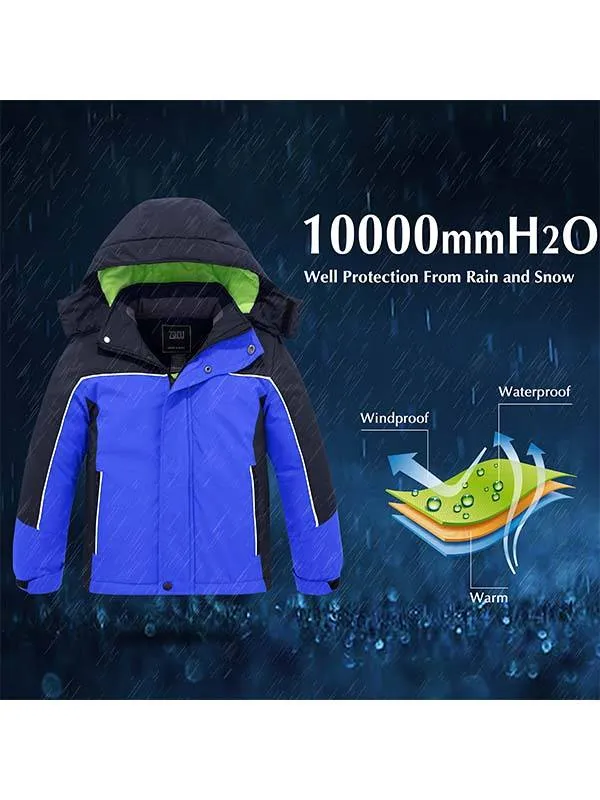 ZSHOW Boy's Waterproof Ski Jacket Fleece Winter Outdoor Snow Coat Hooded Raincoats